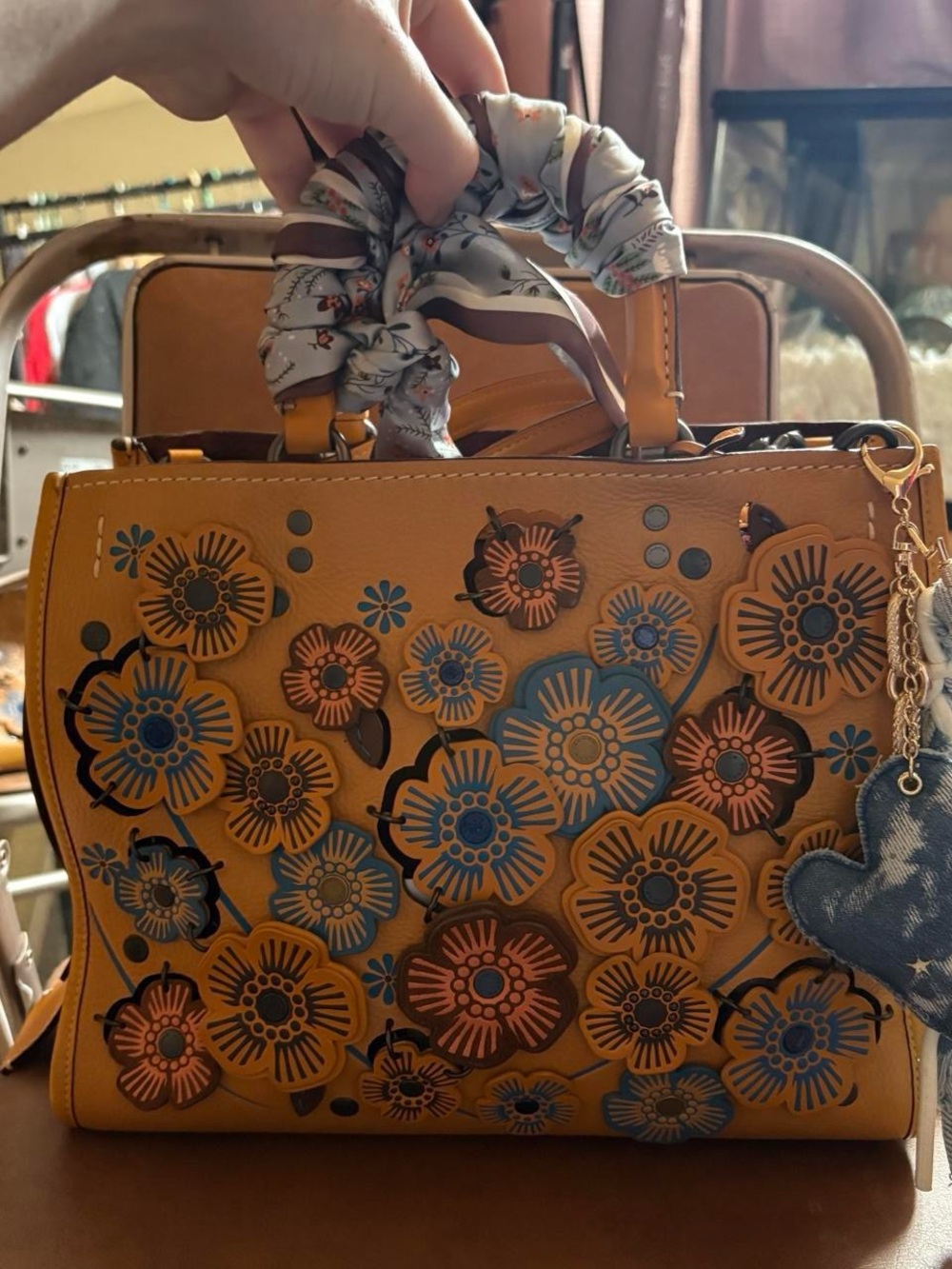 RARE Coach 1941 Linked Tea Rose Rogue Tote - Yellow